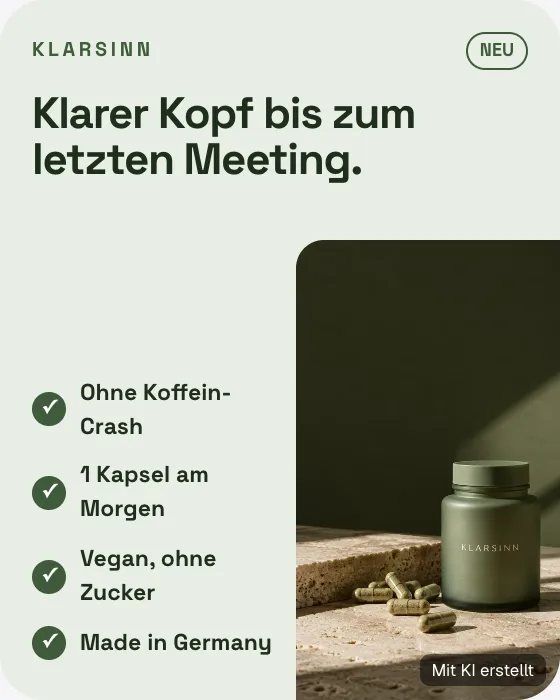 Produkt-Hero mit Nutzen-Liste: Fokus & Nootropics