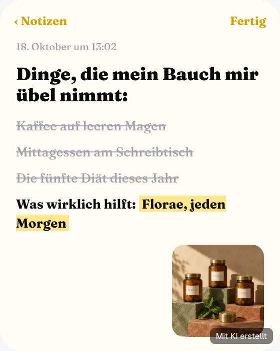 Native: Notizen-App: Darmgesundheit